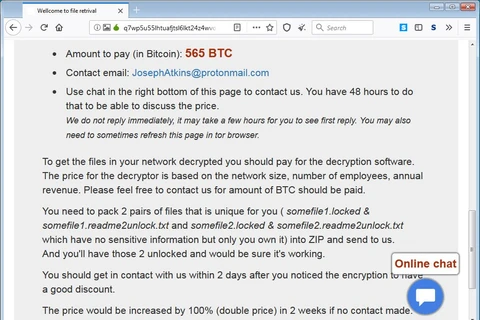 Yêu cầu Pemex trả tiền chuộc bằng 565 Bitcoin. (Nguồn: bleepingcomputer.com)