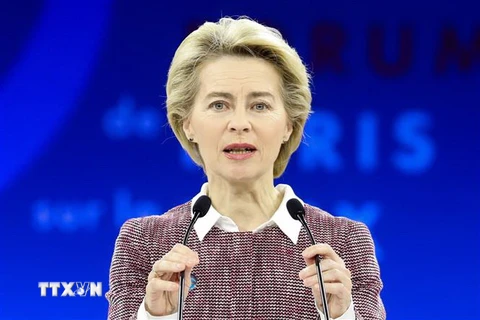 Chủ tịch đắc cử EC Ursula von der Leyen phát biểu tại một diễn đàn ở Paris, Pháp ngày 12/11/2019. (Ảnh: AFP/TTXVN)
