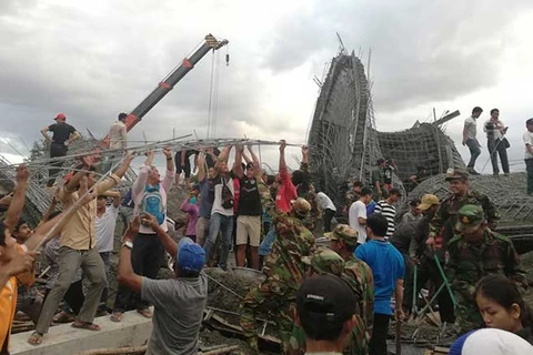 Tòa nhà bị sập ở Siem Reap. (Nguồn: khmertimeskh.com)