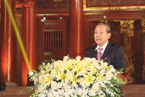 Phó Thủ tướng Trương Hòa Bình phát biểu tại buổi lễ. (Ảnh: Hoàng Nguyên/TTXVN)