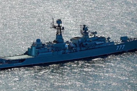 Tàu của Nga trong một cuộc tập trận hồi tháng Tám. (Ảnh: TASS)