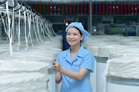 Công nhân làm việc tại nhà máy thuộc Tập đoàn Dệt may Việt Nam (Vinatex). (Ảnh: Đức Duy/Vietnam+)