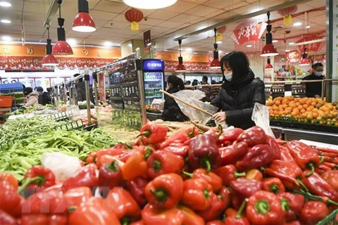 Người dân mua sắm tại một siêu thị ở Trùng Khánh, Trung Quốc. (Nguồn: THX/TTXVN)
