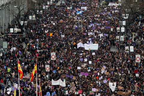 Quang cảnh cuộc biểu tình tại Madrid. (Nguồn: Reuters)