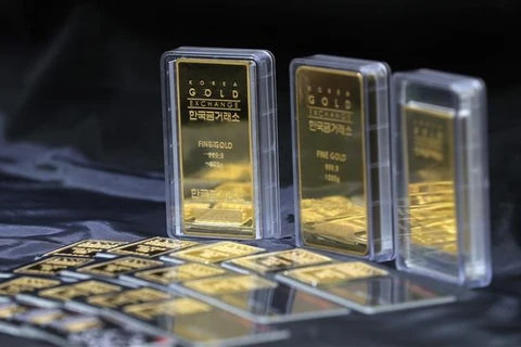 Vàng được bày bán tại Seoul, Hàn Quốc. (Ảnh: Yonhap/TTXVN)