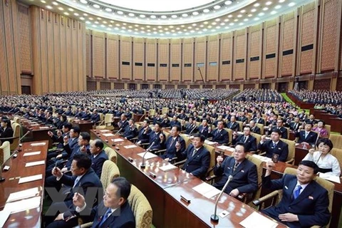 Toàn cảnh một phiên họp Hội nghị Nhân dân tối cao Triều Tiên (Quốc hội) tại Bình Nhưỡng. (Nguồn: AFP/ TTXVN)