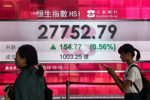 Chỉ số Hang Seng tại Hong Kong (Trung Quốc). (Ảnh minh họa. AFP/TTXVN)