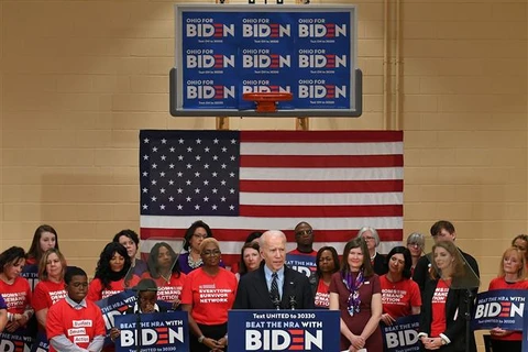 Cựu Phó Tổng thống Mỹ Joe Biden phát biểu tại Columbus, Ohio. (Ảnh: AFP/TTXVN)