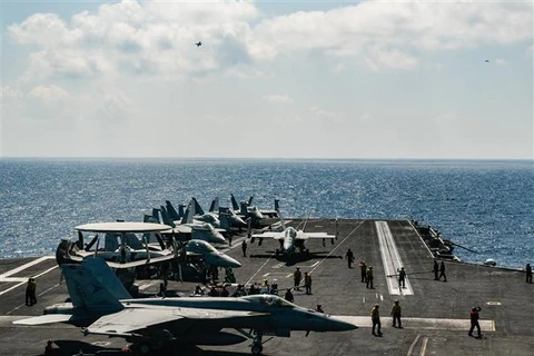 Tàu sân bay USS Harry S. Truman tại vùng biển phía đông Địa Trung Hải ngày 8/5/2018. (Ảnh: AFP/TTXVN)