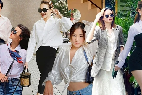 7 gợi ý phối trang phục với sơmi trắng cho mùa Hè từ các mỹ nhân Việt
