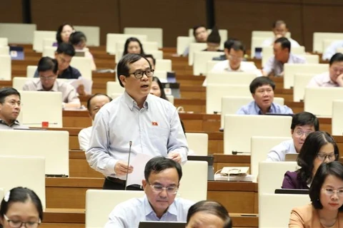 Đại biểu Quốc hội thành phố Hà Nội Nguyễn Quốc Hưng tranh luận phát biểu tại một phiên họp. (Ảnh: Văn Điệp/TTXVN)