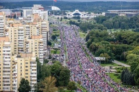 Một cuộc biểu tình ở Minsk, Belarus. (Nguồn: AFP)