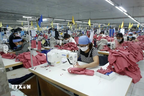 Sản xuất sản phẩm may mặc tại Công ty Cổ phần may Tiên Hưng (huyện Tiên Lữ). (Ảnh: Phạm Kiên/TTXVN)