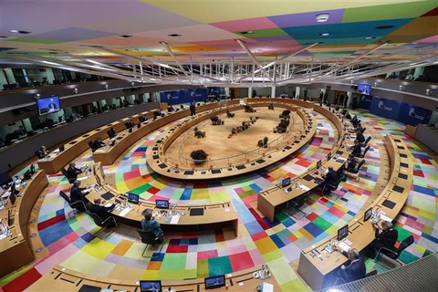 Toàn cảnh Hội nghị thượng đỉnh Liên minh châu Âu (EU) ở Brussels, Bỉ ngày 15/10/2020. (Ảnh: AFP/TTXVN)