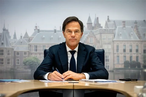 Thủ tướng Hà Lan Mark Rutte tại một hội nghị trực tuyến ngày 29/10/2020. (Ảnh: THX/TTXVN)