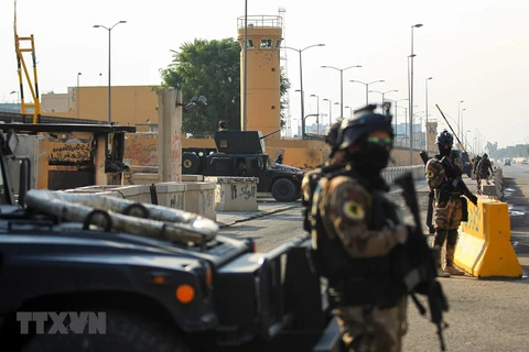 Lực lượng chống khủng bố Iraq làm nhiệm vụ tại Baghdad. (Ảnh: AFP/ TTXVN)