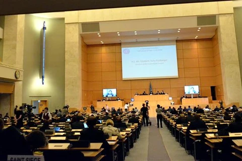 Khóa họp lần thứ 45 Hội đồng Nhân quyền Liên hợp quốc. (Ảnh: Tố Uyên/TTXVN)