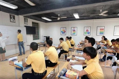 Một lớp đào tạo tiếng Nhật cho lao động Việt Nam. (Ảnh: Anh Tuấn/TTXVN) 