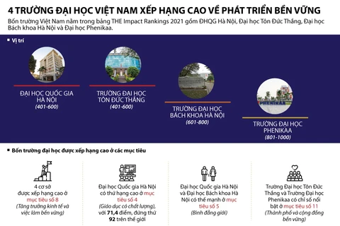 [Infographics] 4 đại học Việt vào bảng xếp hạng THE Impact Rankings