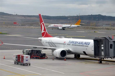 Máy bay Boeing 737 Max tại sân bay Istanbul, Thổ Nhĩ Kỳ. (Ảnh: DHA/TTXVN)