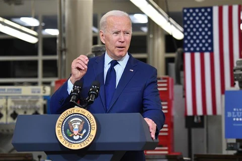 Tổng thống Mỹ Joe Biden phát biểu tại Cleveland, Ohio, Mỹ. (Ảnh: AFP/TTXVN)