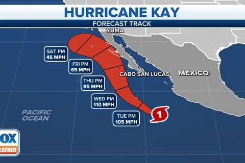 Bão nhiệt đới Kay mạnh lên cấp siêu bão trên Thái Bình Dương