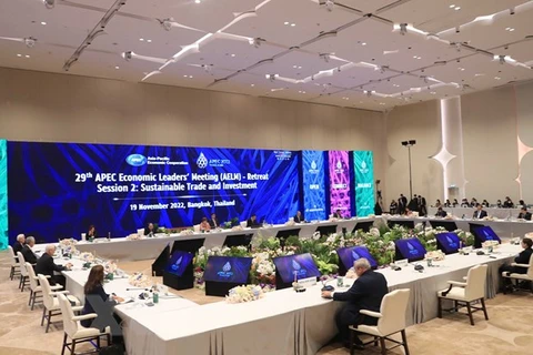 Toàn cảnh phiên họp thứ hai - Tuần lễ Cấp cao APEC 2022. (Ảnh: Thống Nhất/TTXVN)
