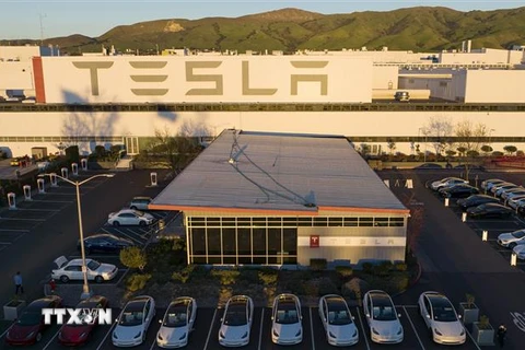 Nhà máy sản xuất ôtô của hãng Tesla ở Fremont, California, Mỹ. (Ảnh: AFP/TTXVN)