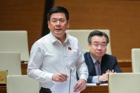 Bộ trưởng Bộ Công Thương Nguyễn Hồng Diên trả lời chất vấn. (Ảnh: CTV/Vietnam+)