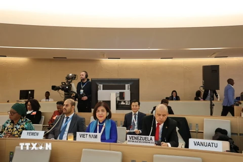 Đại sứ Lê Thị Tuyết Mai, Trưởng Phái đoàn Thường trực Việt Nam bên cạnh Liên hợp quốc, Tổ chức Thương mại Thế giới và các tổ chức quốc tế khác tại Geneva. (Ảnh: TTXVN)