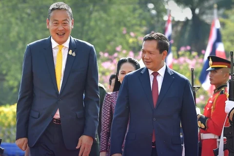 Thủ tướng Thái Lan Srettha Thavisin và Thủ tướng Campuchia Samdech Thipadei Hun Manet. (Nguồn: The Nation)
