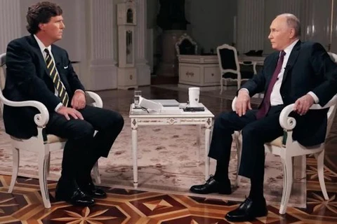 Cuộc phỏng vấn của nhà báo Mỹ Tucker Carlson với Tổng thống Nga Vladimir Putin. (Nguồn: Reuters)
