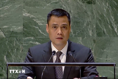 Đại sứ Đặng Hoàng Giang, Trưởng Phái đoàn Thường trực Việt Nam tại Liên hợp quốc. (Ảnh: Thanh Tuấn/TTXVN)