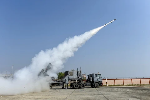 DRDO thử nghiệm tên lửa Akash-NG thế hệ mới tại Odisha ngày 12/1/2024. (Ảnh: ANI/TTXVN)