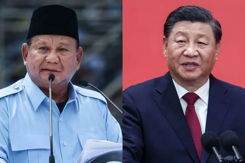 Chủ tịch Trung Quốc Tập Cận Bình và Tổng thống đắc cử Indonesia Prabowo Subianto. (Nguồn: nikkei asia)