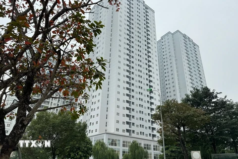 Một tòa chung cư tại Nam Trung Yên (phố Nguyễn Chánh, quận Cầu Giấy). (Ảnh: Minh Nghĩa/TTXVN)
