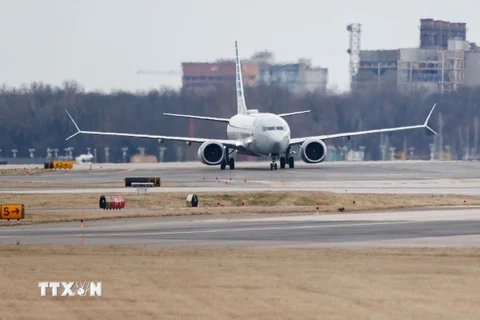 Máy bay Boeing 737 Max 8 hạ cánh tại sân bay Reagan ở Washington D.C., Mỹ, ngày 13/3/2019. (Ảnh: THX/ TTXVN)