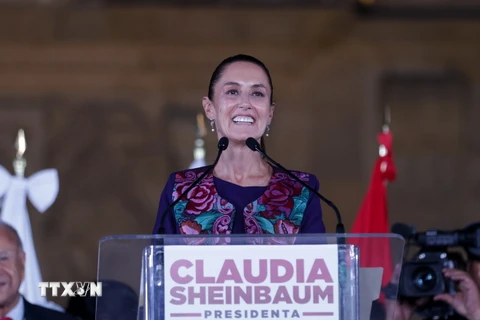 Bà Claudia Sheinbaum phát biểu tại Mexico City, Mexico. (Ảnh: THX/TTXVN)