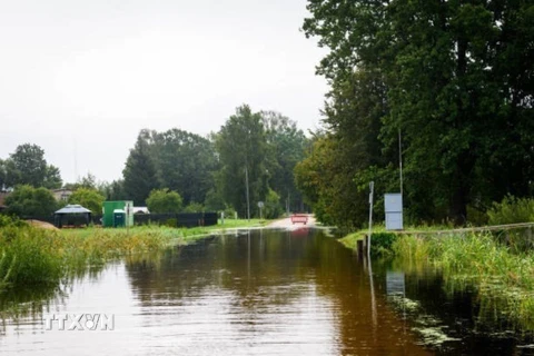 Cảnh ngập lụt tại Jelgava, Latvia, ngày 4/8. (Ảnh: Getty Images/TTXVN)