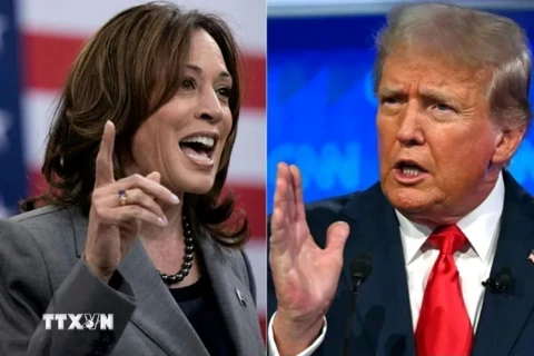 Ứng cử viên Tổng thống của đảng Dân chủ, Phó Tổng thống Mỹ Kamala Harris (trái) và ứng cử viên đảng Cộng hòa Donald Trump. (Ảnh: AP/TTXVN)