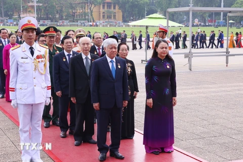 Các đại biểu vào Lăng viếng Chủ tịch Hồ Chí Minh. (Ảnh: Văn Điệp/TTXVN)