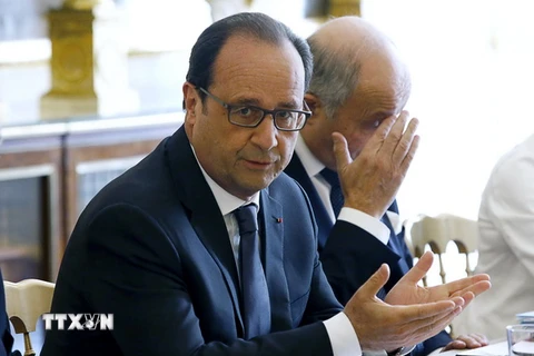 Tổng thống Pháp Francois Hollande chủ trì phiên họp về vụ Mỹ do thám. (Nguồn: AFP/TTXVN) 