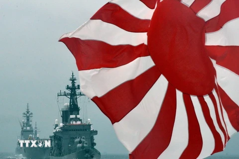Tàu của Hải quân Nhật Bản tham gia cuộc diễn tập ngoài khơi Vịnh Sagami, quận Kanagawa. (Nguồn: AFP/TTXVN) 