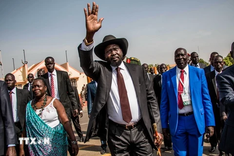 Tổng thống Nam Sudan Salva Kiir tại cuộc tuần hành chính trị ở thủ đô Juba ngày 18/3. (Nguồn: AFP/TTXVN) 