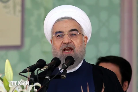 Tổng thống Iran Hassan Rouhani phát biểu tại một buổi lễ ở thủ đô Tehran ngày 22/9. (Nguồn: AFP/TTXVN) 