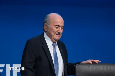 Chủ tịch FIFA Sepp Blatter tại cuộc họp báo ở Zurich, Thụy Sỹ ngày 20/7. (Nguồn: THX/TTXVN) 