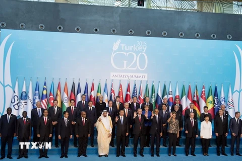 Các nhà lãnh đạo G20 chụp ảnh tại hội nghị. (Nguồn: AFP/TTXVN)