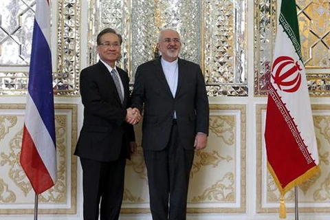 Ngoại trưởng Iran (phải) bắt tay người đồng cấp. (Nguồn: presstv.ir)
