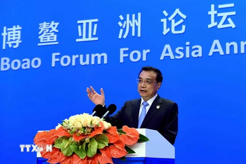 Thủ tướng Trung Quốc Lý Khắc Cường phát biểu tại lễ khai mạc Diễn đàn châu Á Bác Ngao. 