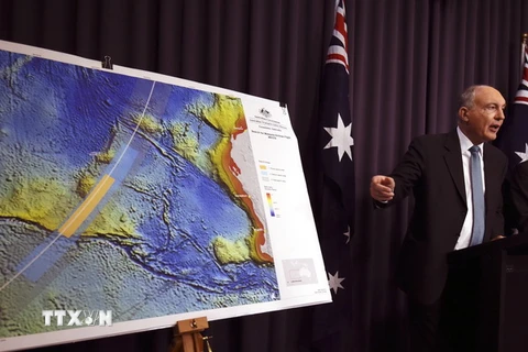 Cuộc họp báo về chiến dịch tìm kiếm máy bay MH370 ở Canberra (Australia). (Nguồn: EPA/TTXVN)